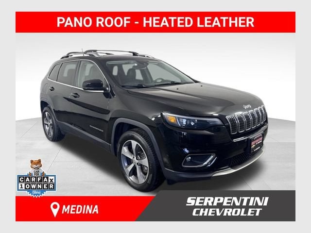 2019 Jeep Cherokee Limited in Black — front three-quarter view