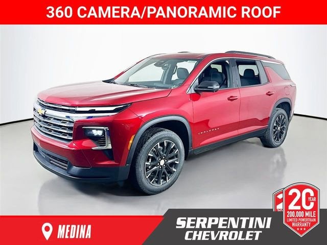 2026 Chevrolet Traverse LT in Radiant Red Tintcoat — front three-quarter view