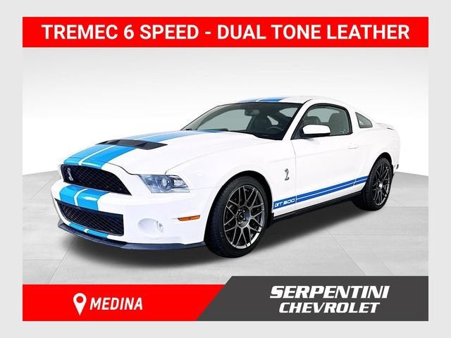 2012 Ford Mustang Shelby GT500 in White — front three-quarter view