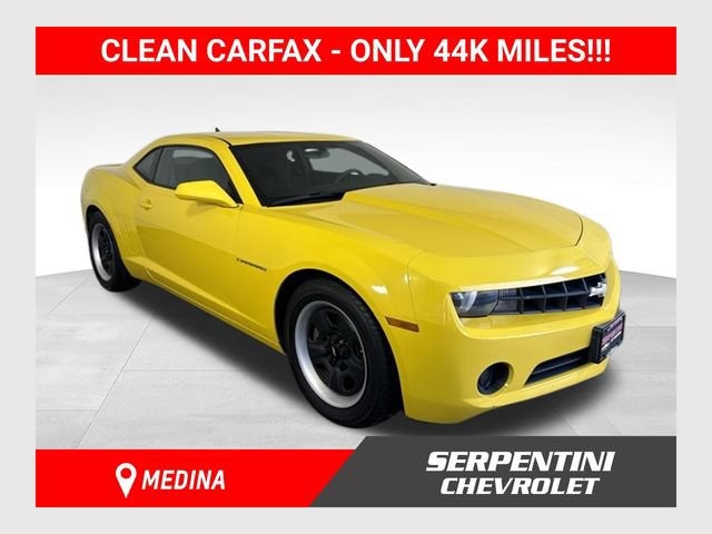 2013 Chevrolet Camaro LS in Rally Yellow — front three-quarter view