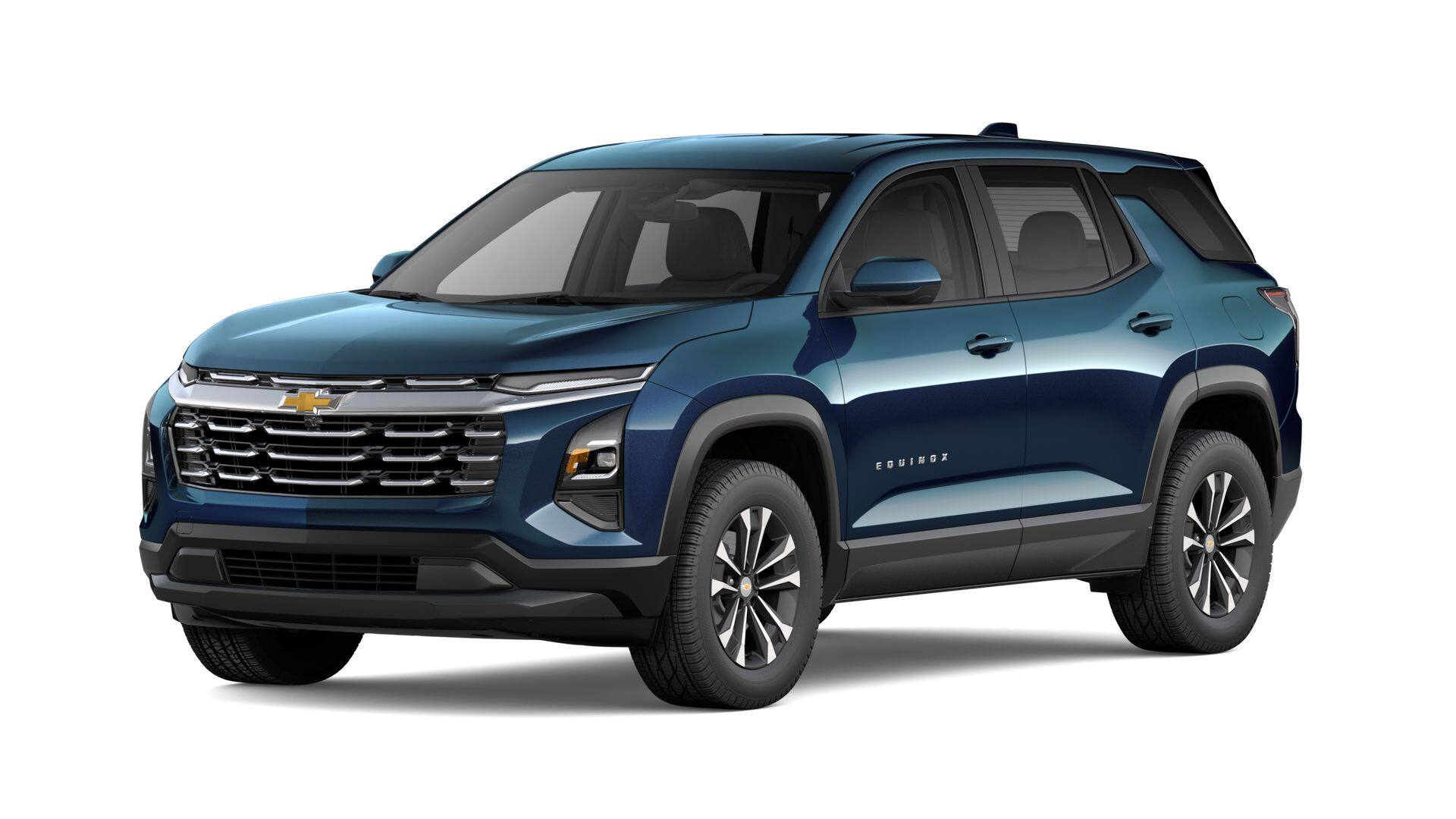 2027 Chevrolet Equinox FWD LT in Lakeshore Blue Metallic — front three-quarter view